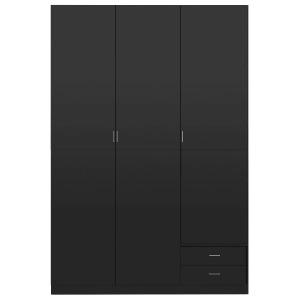 3-Door Wardrobe High Gloss Black 120x50x180 cm Chipboard